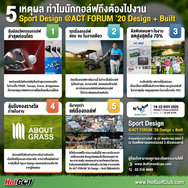 5 เหตุผล ทำไมนักกอล์ฟถึงต้องไปงาน Sport Design @ACT FORUM ’20 Design + Built