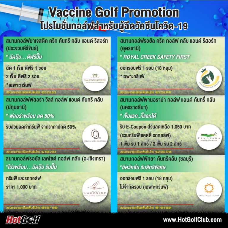 Vaccine Golf Promotion โปรโมชั่นกอล์ฟสำหรับผู้ฉีดวัคซีนโควิด-19