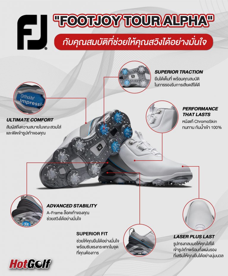 “FOOTJOY TOUR ALPHA” กับคุณสมบัติที่ช่วยให้คุณสวิงได้อย่างมั่นใจ